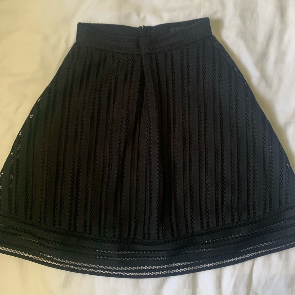 J Crew black A line pierced fabric lined full skirt NWOT
